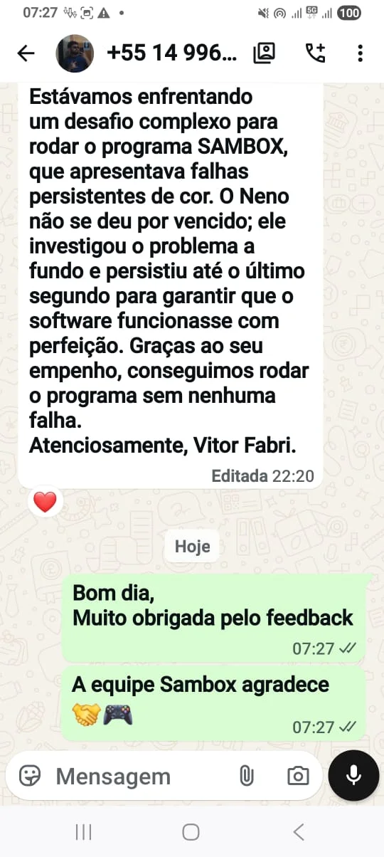 Sambox Oficial | Plataforma de Jogos Retrô para PC 18 Depoimento clientes | Sambox