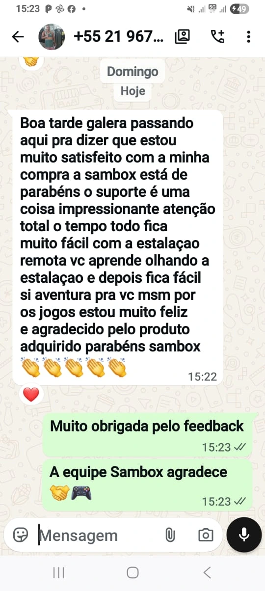 Sambox Oficial | Plataforma de Jogos Retrô para PC 25 Depoimento clientes | Sambox