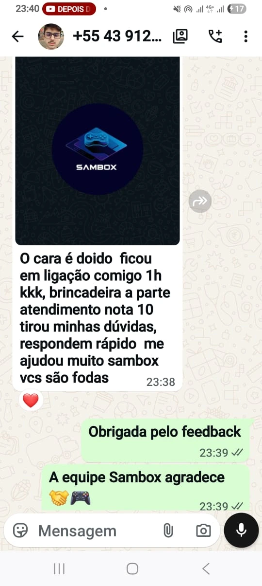 Sambox Oficial | Plataforma de Jogos Retrô para PC 26 Depoimento clientes | Sambox